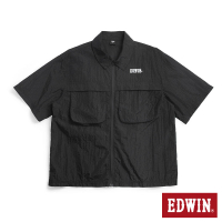 【EDWIN】男裝 短袖襯衫式防風外套(黑色)