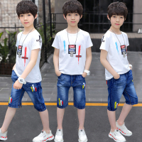 Boys Clothing Sets Summer Teenage Boys Clothes Suit Stripe Cotton T-Shirt + Jeans Pant 2PCS Set Fash