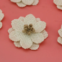 (5 Pcs/pack) 6cm Linen Daisy Artificial Handmade Artificial Flower Vintage Wedding Dress Home Clothi