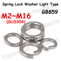 GB859 M2 M2.5 M3 M4 M5 M6 M8 M10 M12 M14 M16 SUS304 Stainless Steel Spring Lock Washer Light Type Elastic Gaskets Rings