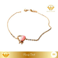 Gelang Emas Kadar 8K Model Sweetheart Ribbon Chain Serut Family Gold 1.18gr P.18cm