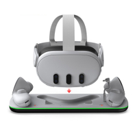 Meta Quest 3S VR แท่นชาร์จหมวกกันน็อค Quest3 แท่นชาร์จแบบสัมผัสที่มีด้ามจับอเนกประสงค์ LED แถบไฟ