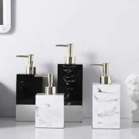 Marble Square Soap Dispenser Creative Square Resin Emulsion Bottle Bathroom Accessories Emulsion Bottle Bathroom Decoration
