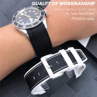 New 22mm 23mm Soft Watchband Fit for Tudor Bronze Black Bay GMT Pelagos Curved End Waterproof Rubber Silicone Watch Strap