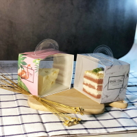 手提透明包裝盒千層蛋糕盒子三角形慕斯盒打包盒外帶長方形西點盒