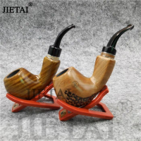Portable Green Sandal Smoking Pipe Vintage Bent Wooden Pipe Filter Grinder Herb Handmade Tobacco Pipe Smoke Tool For Men