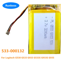 New 3000mAh 533-000132 Mouse Li-Polymer Battery For Logitech G533 G530 G933 G533S G933S G935 Accumulator 3-wire plug