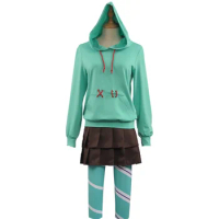 Halloween Ralph Cosplay Costume Vanellope By Schweetz Outfit Game Anime Hoodies Skirt Uniform Suit w