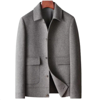 【巴黎精品】毛呢外套短版大衣(秋冬羊毛商務純色男外套4色p1ac1)
