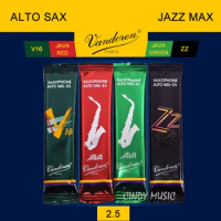 Original Vandoren SRMIXA3 Alto Sax Jazz Reed Mix Card includes 1 each ZZ, V16, JAVA Green and JAVA Red Strength 2.5