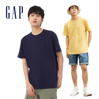 【GAP】男女同款 純棉素色短袖T恤 厚磅密織親膚系列-多色可選兩件組(690357)