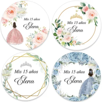 Mis XV Mis Quince Stickers Personalise Fifteenth /Sixteen Birthday Mis Quince 15 años Party Decor Labels Crown Girl Butterfly