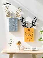 掛鐘 客廳北歐簡約時鐘電子鐘掛墻家用鐘飾創意鹿頭掛錶餐廳裝飾鐘