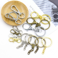 10個裝 合金龍蝦扣鑰匙圈套扣 古銅色鍍金帶鏈環DIY手工配件掛鏈