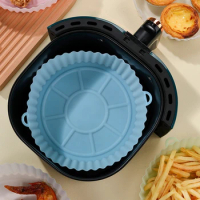 18cm Air Fryers Oven Baking Tray Fried Chicken Basket Mat Silicone Pot Round Replacemen Grill Pan Accessories