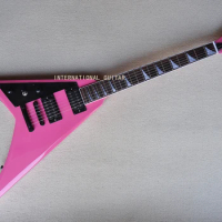 6 Strings Pink Left Handed V Shaped Electric Guitar,Rosewood Fretboard