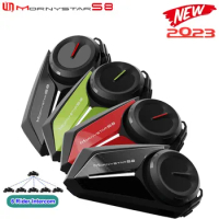 New Mornystar S8 Motorcycle Intercom Helmet Headsets 1200M 6 Rider Bluetooth Intercom Communication GPS Interphone Waterproof FM