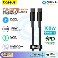 Baseus Kabel Data Charger USB TYPE C TO TYPE C 5A 100W 1M - 2M PD QC 4.0 Fast Charging Tungsten C to