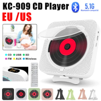 Portable CD Player Bluetooth Speaker Stereo 3.5mm CD Players LED Screen Wall Mountable CD Music Player with IR Remote Control FM