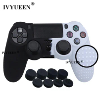 IVYUEEN Anti-Slip Soft Silicone Case for Dualshock 4 PS4 Slim Pro Controller Protective Skin with 8 Grips for PlayStation 4