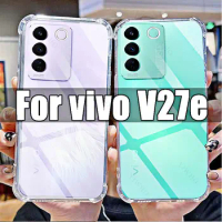 Clear Phone Soft Case for Vivo V27e TPU HD Transparent Cover Shell for Vivo V 27e 6.62" V2237 Shockproof Anti-Fingerprint Safety