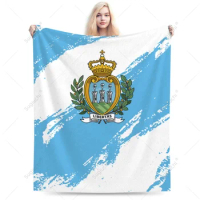 Blanket San Marino Flag Color Flannel Multifunction Camping Sofa Cover Keep Warm