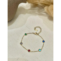 SCARLET Gelang Titanium Gold Permata Warna Warni Wanita Fashion Anti Luntur Anti Karat
