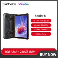 Blackview OSCAL Spider 8 Rugged Tablets 10.1 Inch FHD 16GB 128GB Octa Core 4G Tablet PC Android 13 13000mAh 33W Fast Charge NFC