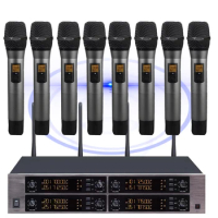 Microflx MXC800 8 Handheld Digital Wireless Microphone System Pro Designed For Stage Performance Conference Anti-interference