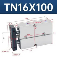 Cylinder pneumatic TN16 Twin Rod Pneumatik Angin Air Silinder Double Stroke TN 16 - TN 16x10 TN 16x1