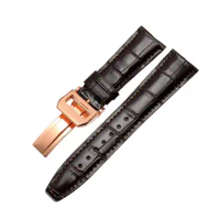 PCAVO 22mm Cowhide Watch Strap Folding Buckle Clasp Leather Watchband Suitable for IWC PORTUGIESER Series Watch Men's Watch