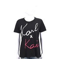 KARL LAGERFELD KARL x KAIA 簽名印花黑色棉質短T恤