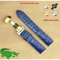 (真正的鱷魚皮)(藍色 Avyda 鱷魚皮手錶帶蝴蝶扣超耐用全尺寸 12 14 15 16 17 18 19 20 21