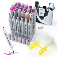 Arrtx ALP New Release 40 Pastel Colors Marker Set, Fine and Chisel