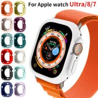 Soft Silicone Case for Apple Watch Ultra 49mm Sport watch Hollow Frame Bumper for iWatch Series 8/7 41mm 45mm Protective Cover