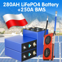 Lifepo4 Poland 12V 24V 48V EVE CALB 280AH Power Bank Lifepo4 Battery With 250A Bluetooth Smart BMS Free Shipping Solar Storage