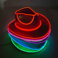 Men and Women's EL Wire Glow Hat, Party Supplies, Glowing Jazz Hat, Stage Shining Caps, Party Supplies