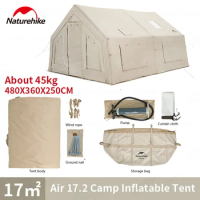 Naturehike Air 17.2 Glamping Inflatable Tent Luxury Waterproof House Tent for 4 People Family Outdoor Camp Trip W/ Chimney Hole