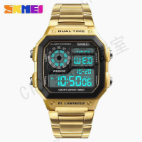 時刻美 SKMEI 1335 當日發貨 SKMEI 方形電子錶 復古 運動錶 50防水電子錶 學生錶 潛水錶 手錶 男錶【亞德機械五金家居】