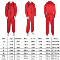 ชุดคอสเพลย์ Money Heist ชุดจั๊มสูทมีฮู้ดสีแดง ชุดยูนิฟอร์มขโมยสำหรับผู้ชายและผู้หญิง