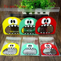 10000pcs/lot 7cm*7cm 10*10cm bags cartoon Monster Sharp teeth Self-adhesive Gifts packaging Wedding Xmas Party Cookie Candy Bags