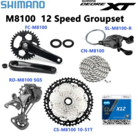 Shimano DEORE XT 12 Speed M8100 Groupset 32T 34T 36T Crankset MTB Mountain Bike Groupset 1x12S M8100 Cassette 10-51T 12v Chain