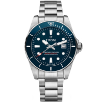 【TITONI 梅花錶】海洋探索 SEASCOPER 300 自製機芯天文台認證潛水機械錶-藍(83300 S-BE-705)
