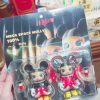 Molly 100% MEGA SPACE MOLLY Mouse with Cute Ear Black and Red Collection Figure Art Toy Trendy Gift Resort Exclusive