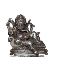 Chinese Old Craft Seiko Made Tibetan Ginza Elephant Trunk God Of Wealth Statue