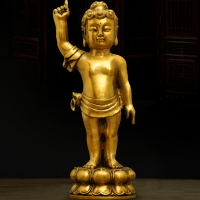 純銅浴佛太子佛像擺件 釋迦牟尼浴佛佛堂銅佛像 指天指地佛銅像