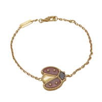 【二手名牌BRAND OFF】Van Cleef & Arpels 梵克雅寶 18K玫瑰金 紅玉髓 縞瑪瑙 Lucky Spring 瓢蟲 手鍊