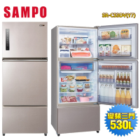 SAMPO聲寶 530公升一級能效極光鈦鋼板系列變頻三門冰箱SR-C53DV(Y7) 含拆箱定位+舊機回收