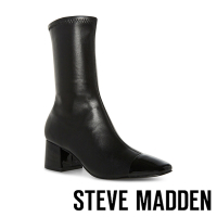 STEVE MADDEN-ELISHA 拼接粗跟窄口短靴-黑色