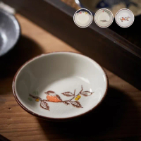 【花前月下】日式和風彩釉陶瓷碟子3件套(醬料碟 調味碟 沾醬碟 零食碟 小碟子 碗 點心碗 小盤子 蘸料碟)
